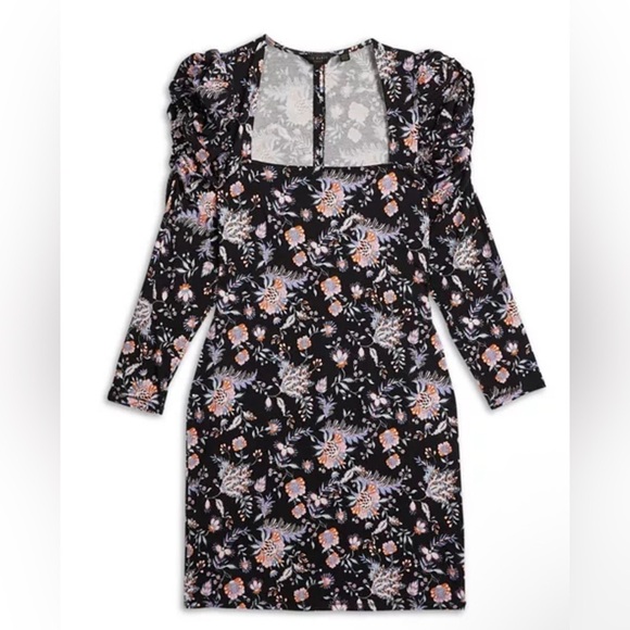 Ted Baker Dresses & Skirts - Ted Baker Dracena Square Neck Black Floral Printed Mini Dress- Size 2 (US 6)